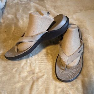 CROCS Women's Beige and Black Sandals